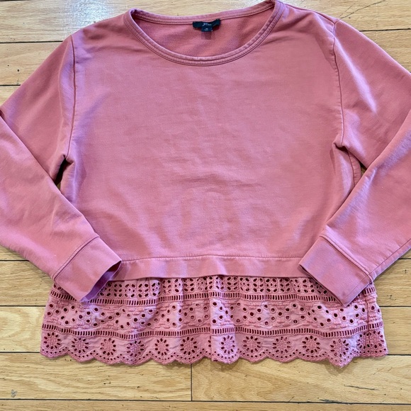 J. Crew Tops - J. Crew Women’s ' Rose Pink Eyelet-Hem Sweatshirt